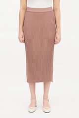 Prada Pink Sparkly Ribbed Knit Midi Skirt