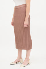 Prada Pink Sparkly Ribbed Knit Midi Skirt