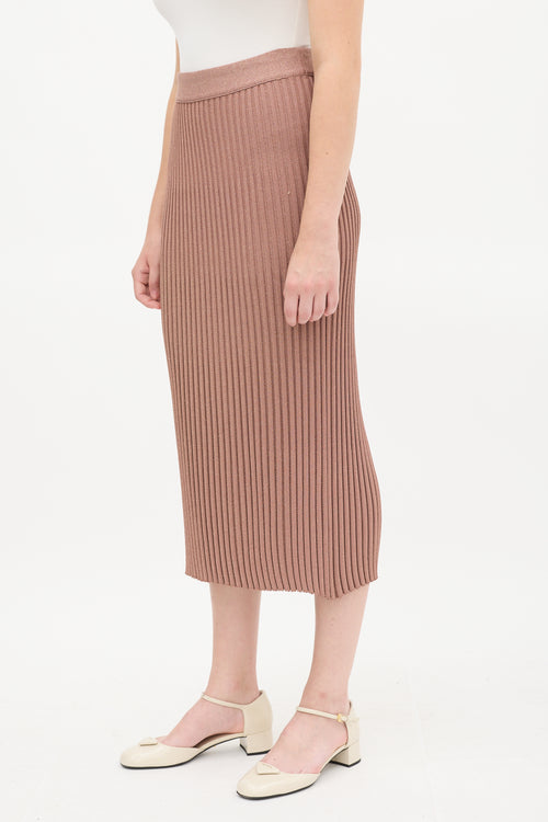 Prada Pink Sparkly Ribbed Knit Midi Skirt