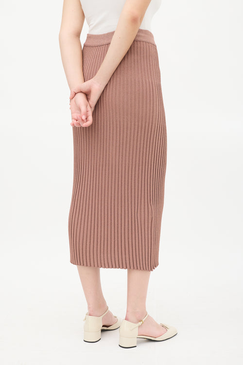 Prada Pink Sparkly Ribbed Knit Midi Skirt