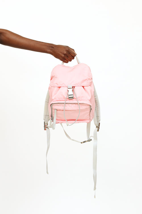 Prada Pink & Grey Tessuto Small Backpack