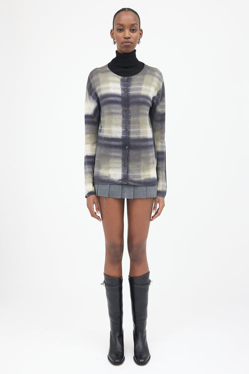 Prada Plaid Tie Dye Cardigan