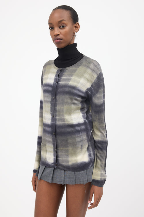 Prada Plaid Tie Dye Cardigan