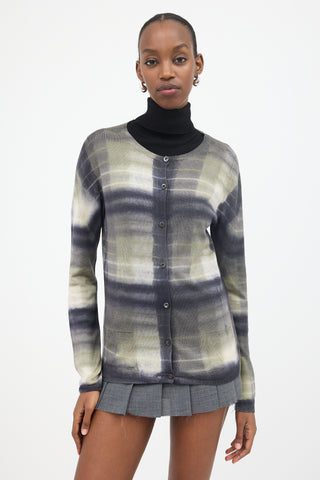 Prada Plaid Tie Dye Cardigan