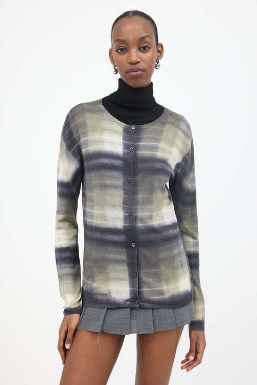 Prada Plaid Tie Dye Cardigan