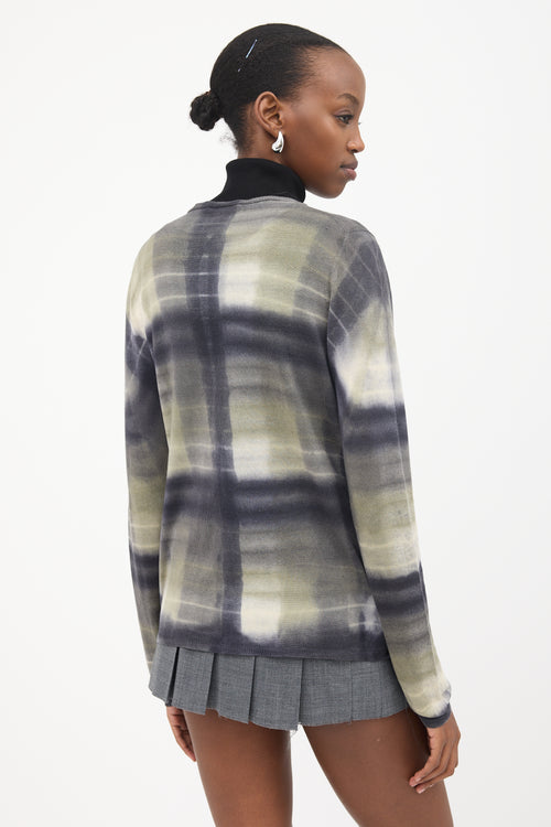 Prada Plaid Tie Dye Cardigan