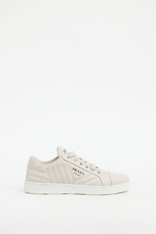 Prada Pink Leather Embossed Low Top Sneaker