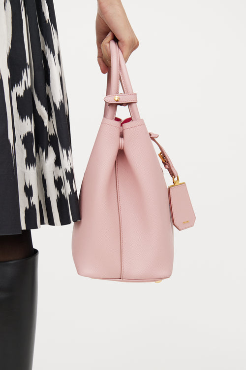 Pink Saffiano Cuir Double Bag