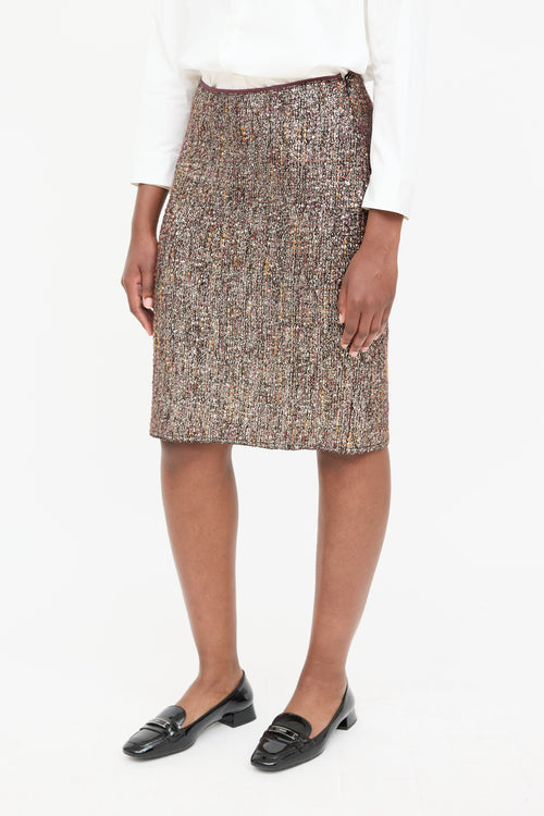 Prada Wool Metallic Tweed Skirt