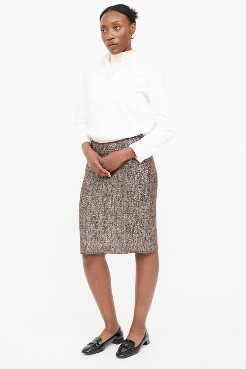 Prada Wool Metallic Tweed Skirt