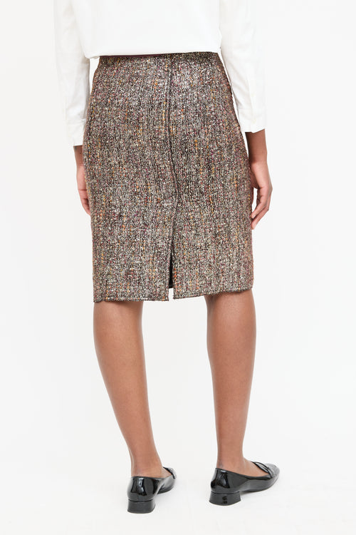Prada Wool Metallic Tweed Skirt