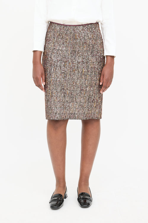 Prada Wool Metallic Tweed Skirt
