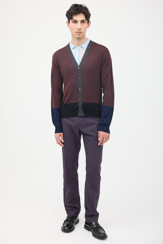 Prada Purple & Multi Wool Cardigan