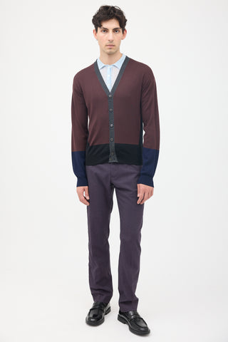 Prada Purple & Multi Wool Cardigan