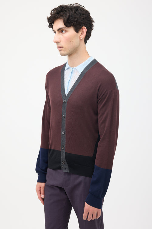 Prada Purple & Multi Wool Cardigan