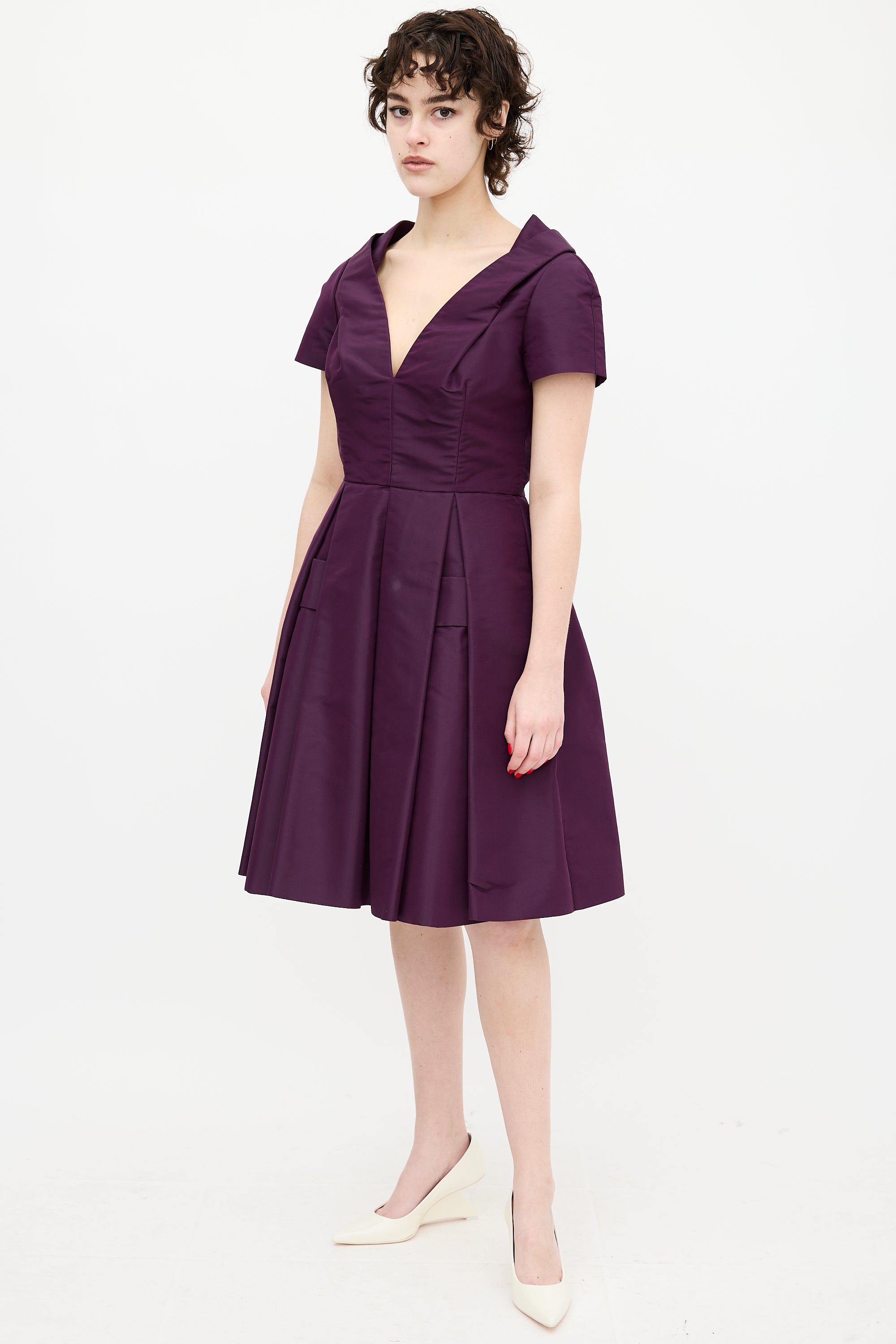 Prada // V-Neck Pleated Dress VSP Consignment Prada // V-Neck Pleated Dress VSP Consignment