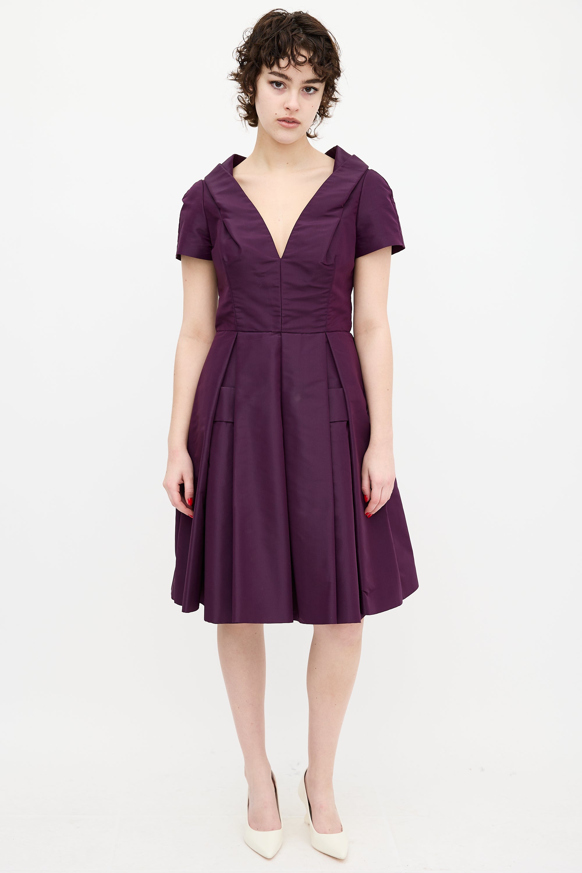 purple prada dress Prada Duchesse Midi Dress