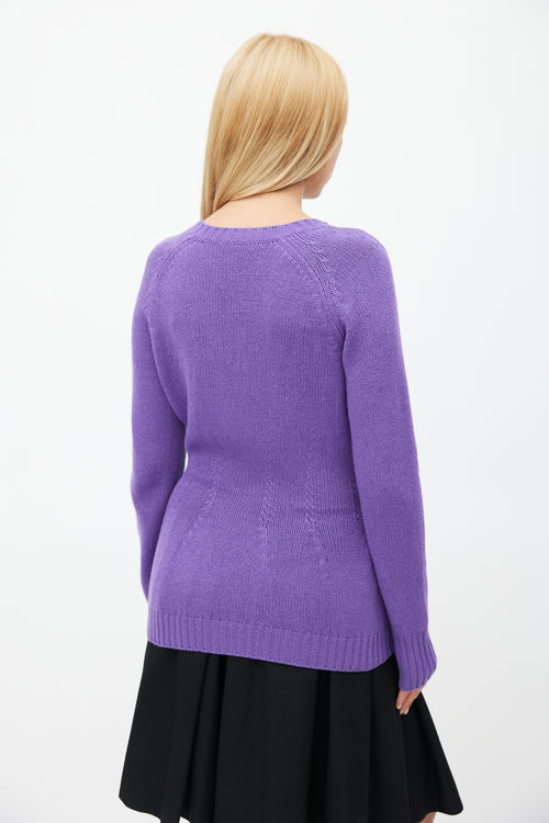 Prada Purple Wool Flared Knit Sweater