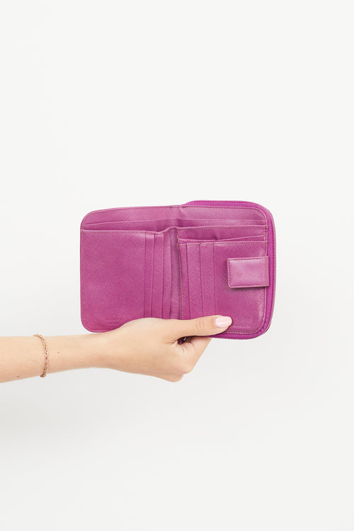 Prada Purple Saffiano Leather Bi-Fold Wallet