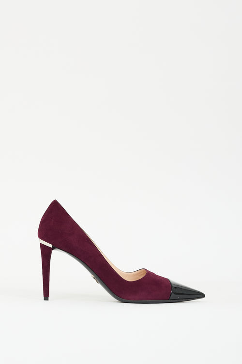 Prada Purple Suede & Black Leather Pump