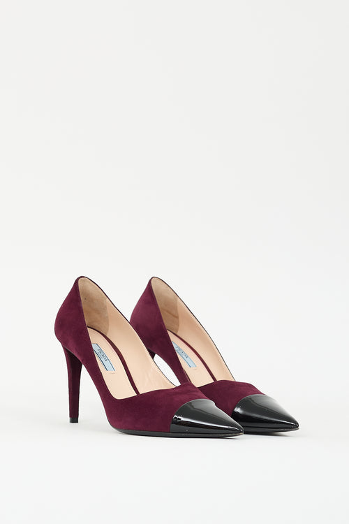 Prada Purple Suede & Black Leather Pump