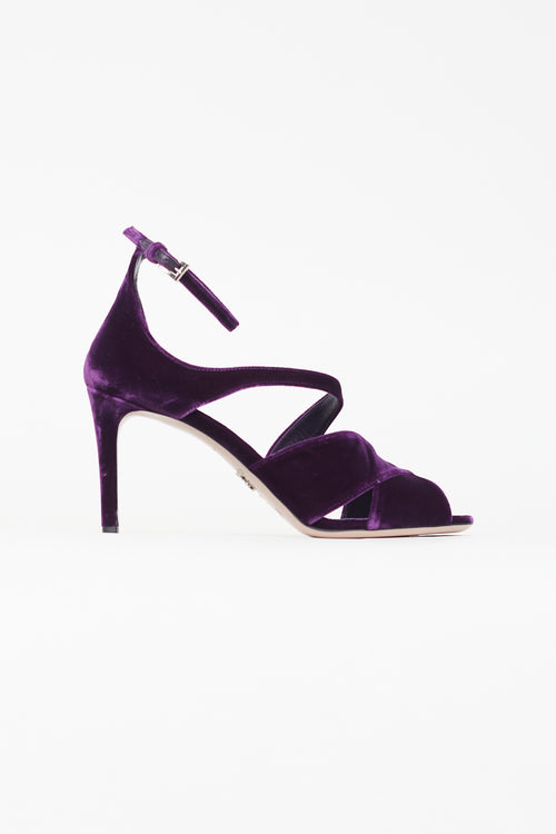 Prada Purple Velvet Strappy Sandal