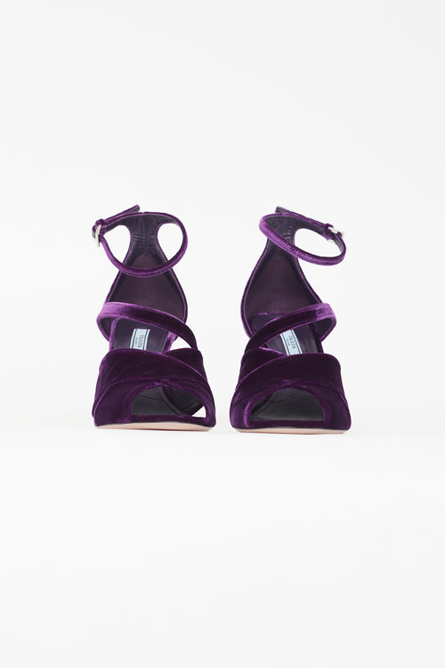 Prada Purple Velvet Strappy Sandal