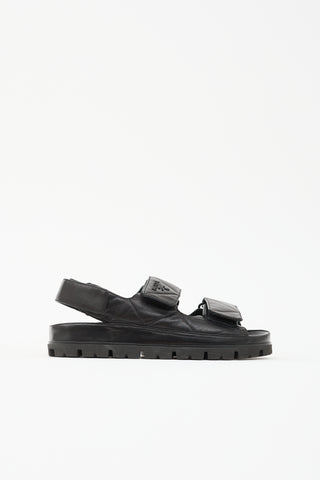 Prada Quilted Leather Logo Sandal