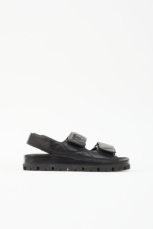 Prada Quilted Leather Logo Sandal