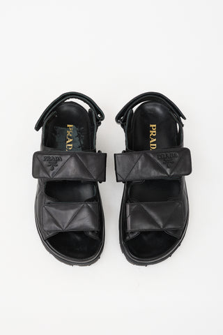 Prada Quilted Leather Logo Sandal
