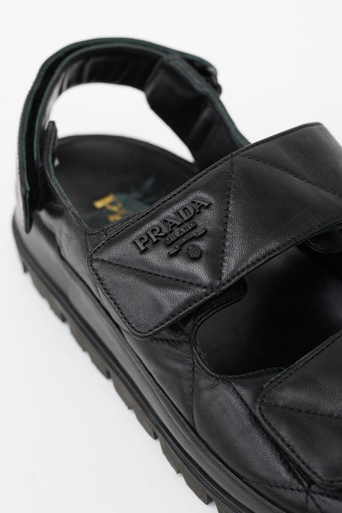 Prada Quilted Leather Logo Sandal