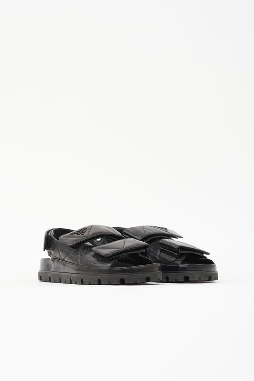 Prada Quilted Leather Logo Sandal
