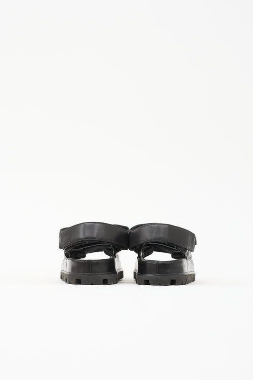 Prada Quilted Leather Logo Sandal