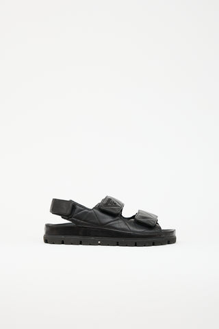 Prada Quilted Leather Logo Sandal