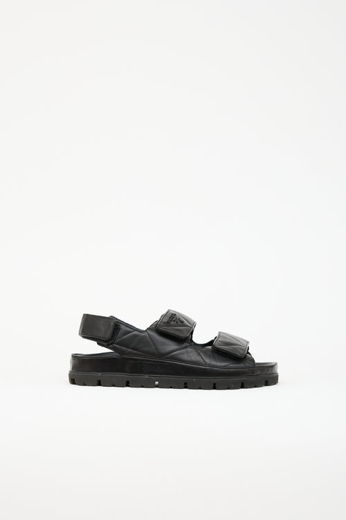 Prada Quilted Leather Logo Sandal