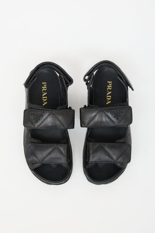 Prada Quilted Leather Logo Sandal