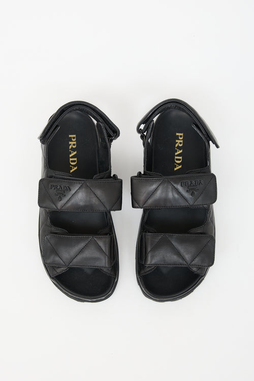 Prada Quilted Leather Logo Sandal