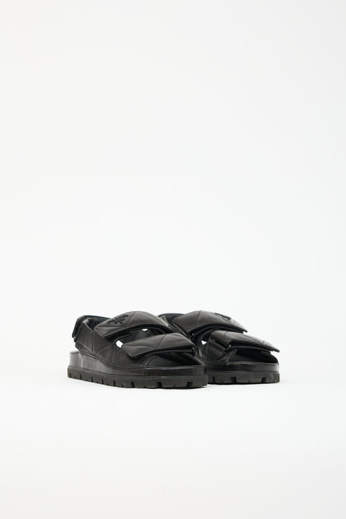 Prada Quilted Leather Logo Sandal