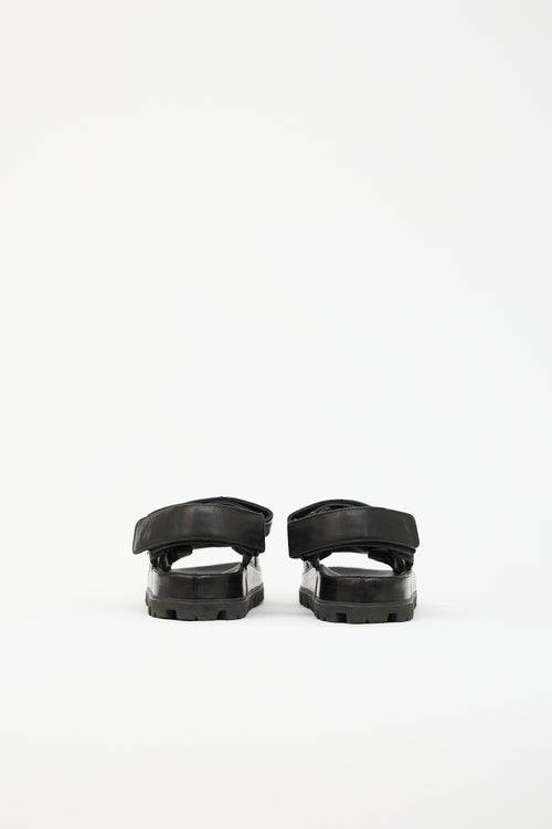 Prada Quilted Leather Logo Sandal