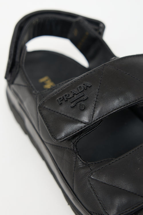Prada Quilted Leather Logo Sandal