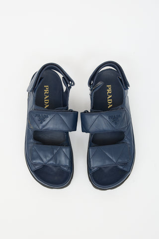 Prada Quilted Leather Logo Sandal