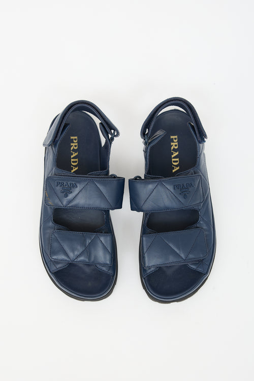 Prada Quilted Leather Logo Sandal