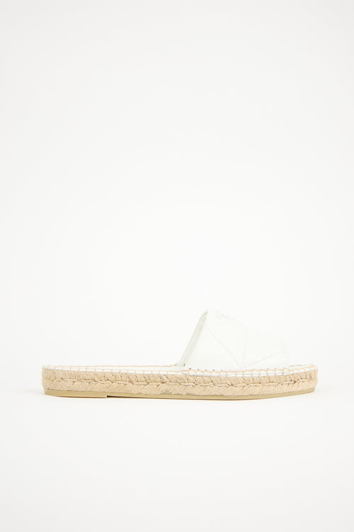 Prada Quilted Leather Logo Slide