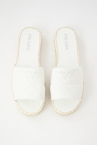 Prada Quilted Leather Logo Slide