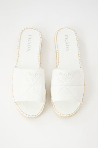 Prada Quilted Leather Logo Slide