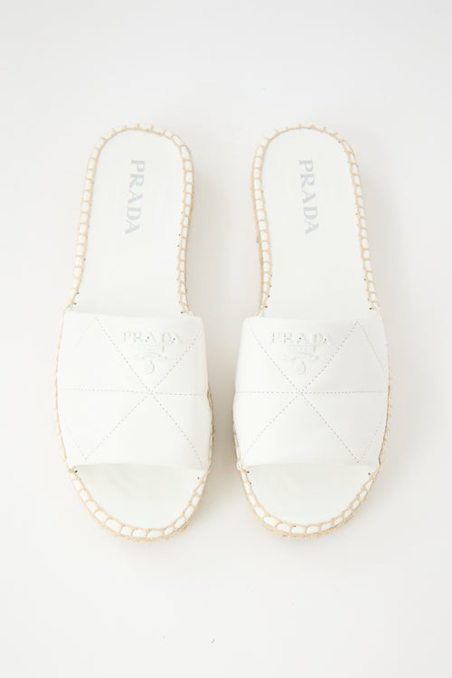 Prada Quilted Leather Logo Slide
