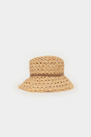 Prada Raffia Belted Logo Bucket Hat