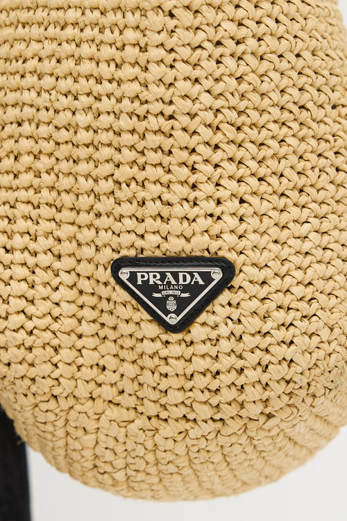 Prada Raffia Crochet Logo Tote Bag