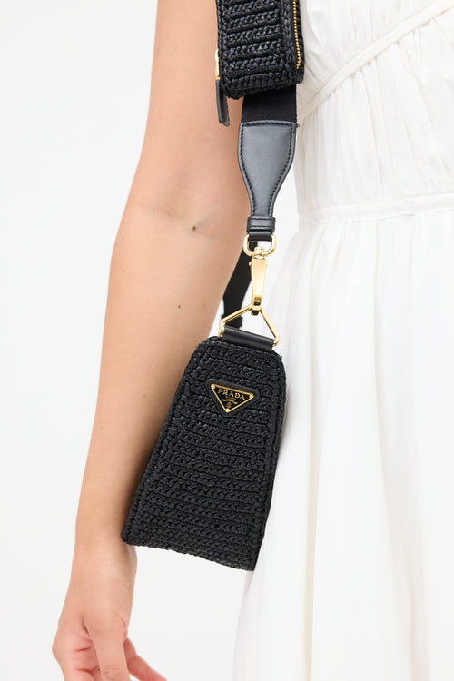 Prada Raffia Crochet Triangle Shoulder Bag