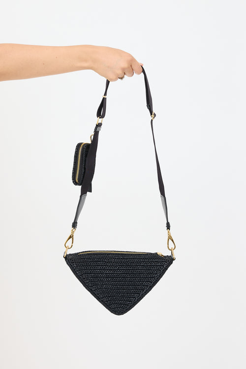 Prada Raffia Crochet Triangle Shoulder Bag
